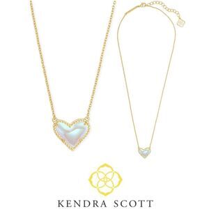 NWT Kendra Scott Ari Heart Mother of Pearl Gold Pendant Necklace